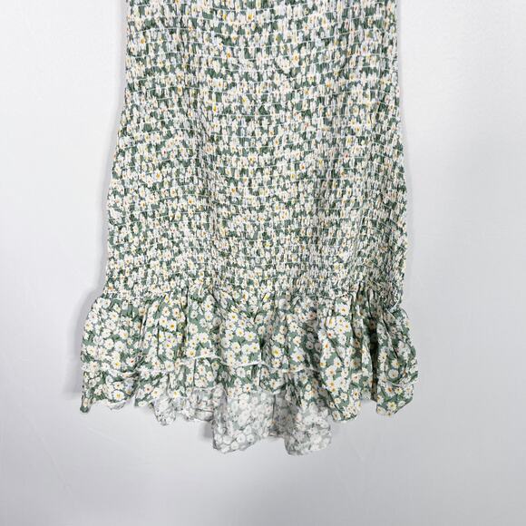 Mable Small S Sage Green Nikki Front Tie Smocked Mini Dress Ditsy Floral Print - Picture 8 of 14